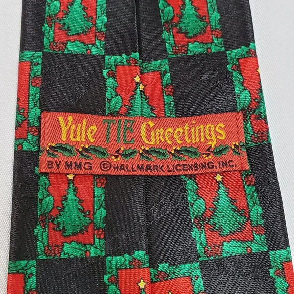 Yule Tie Greetings MMG Hallmark Christmas Tree Tie Necktie Holiday Season - Picture 6 of 9